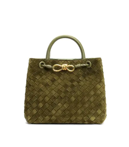 Matte Leather Woven Handbag