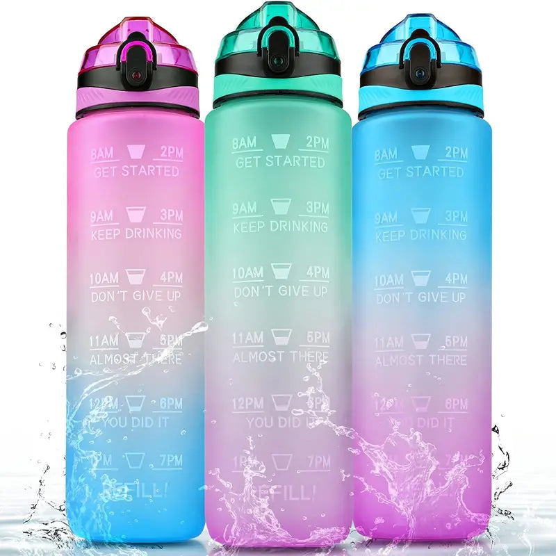 32oz Motivational Fitness Water Bottle with Time Marker