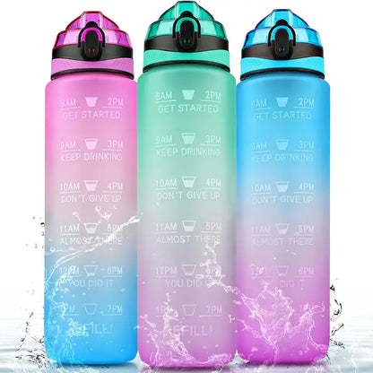 32oz Motivational Fitness Water Bottle with Time Marker
