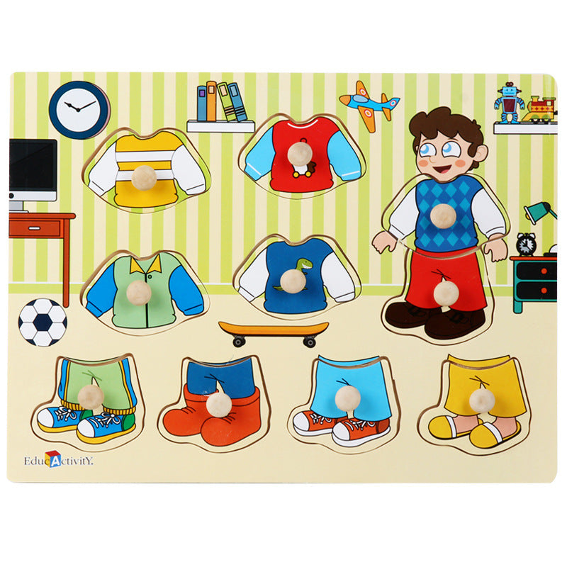 Montessori Wooden Puzzle Set for Kids with Letters & Shapes