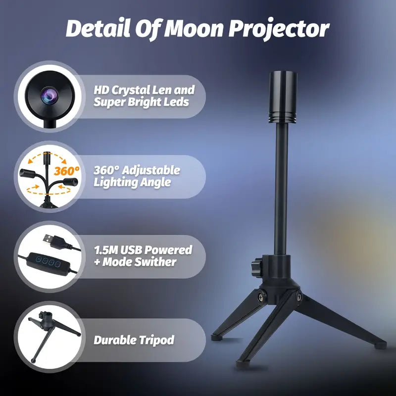 Moon Projector Night Light with 3 Colors and USB Charging