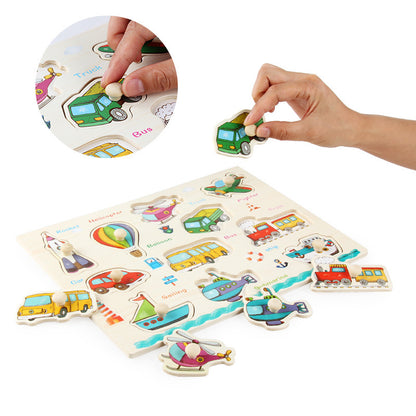 Montessori Wooden Puzzle Set for Kids with Letters & Shapes