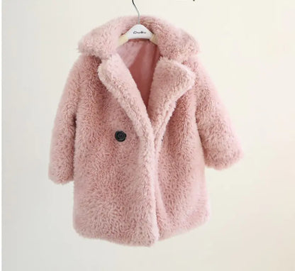 Lapel Cashmere Coat for Kids
