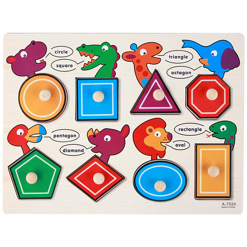 Montessori Wooden Puzzle Set for Kids with Letters & Shapes