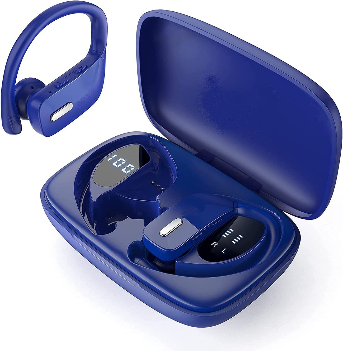 Wireless Sports Earbuds with Earhooks and Microphone