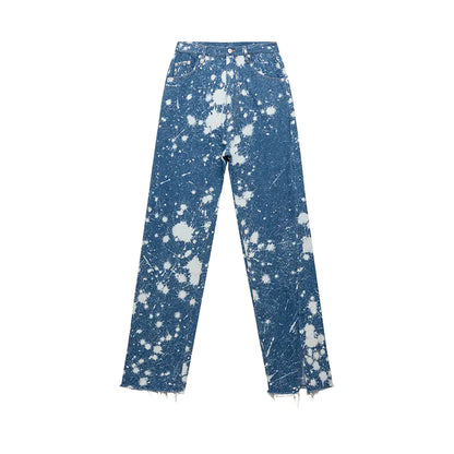 Tie Dye Wash Printed Straight Fit Jeans for Women