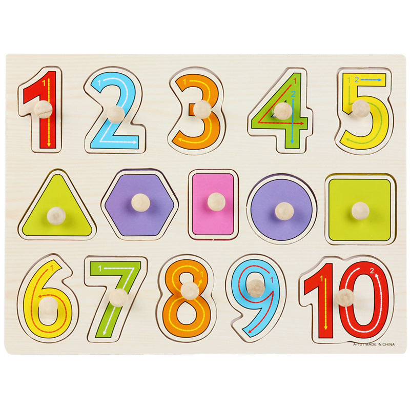 Montessori Wooden Puzzle Set for Kids with Letters & Shapes