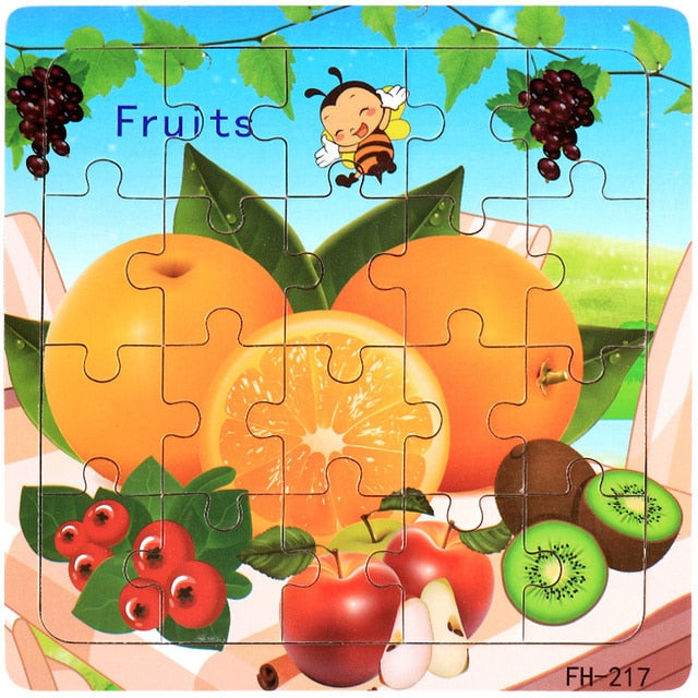 20-Piece Montessori 3D Cartoon Animal Car Puzzle