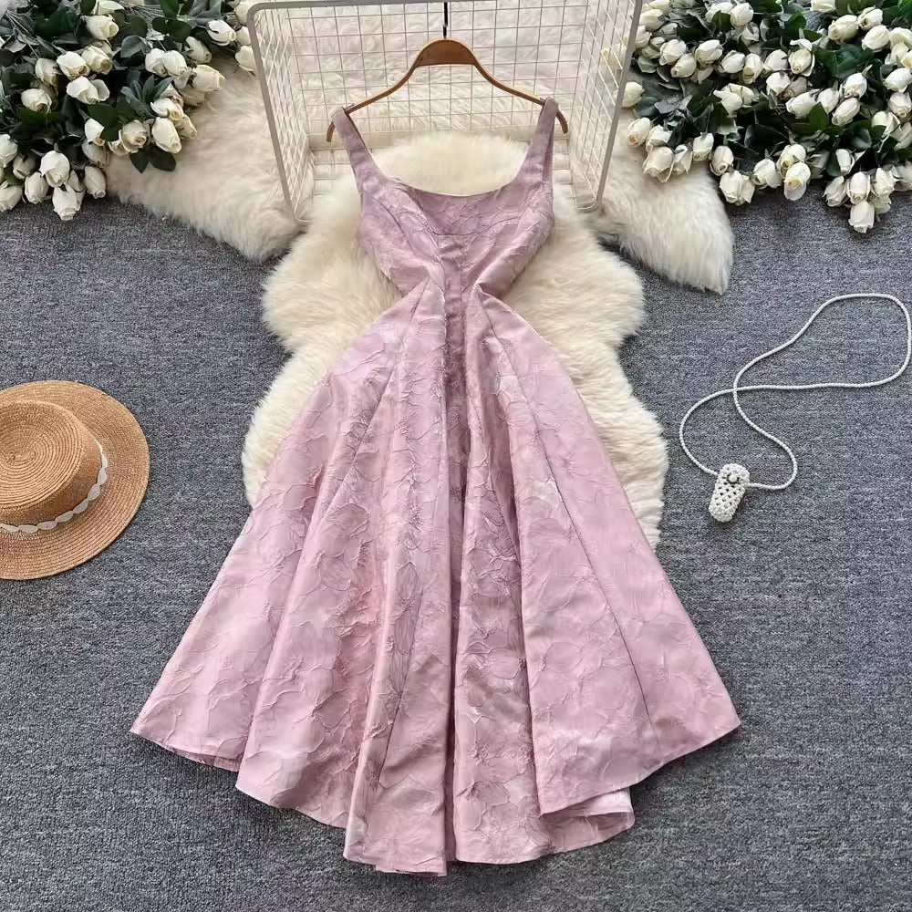 Jacquard High-Waist Slip Dress
