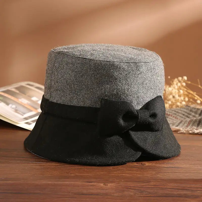 Elegant Women's Winter Bucket Hat with Bow Detail