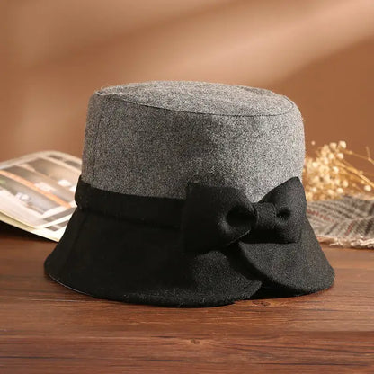 Elegant Women's Winter Bucket Hat with Bow Detail