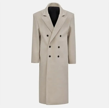 Wool Blend Suit Collar Long Coat