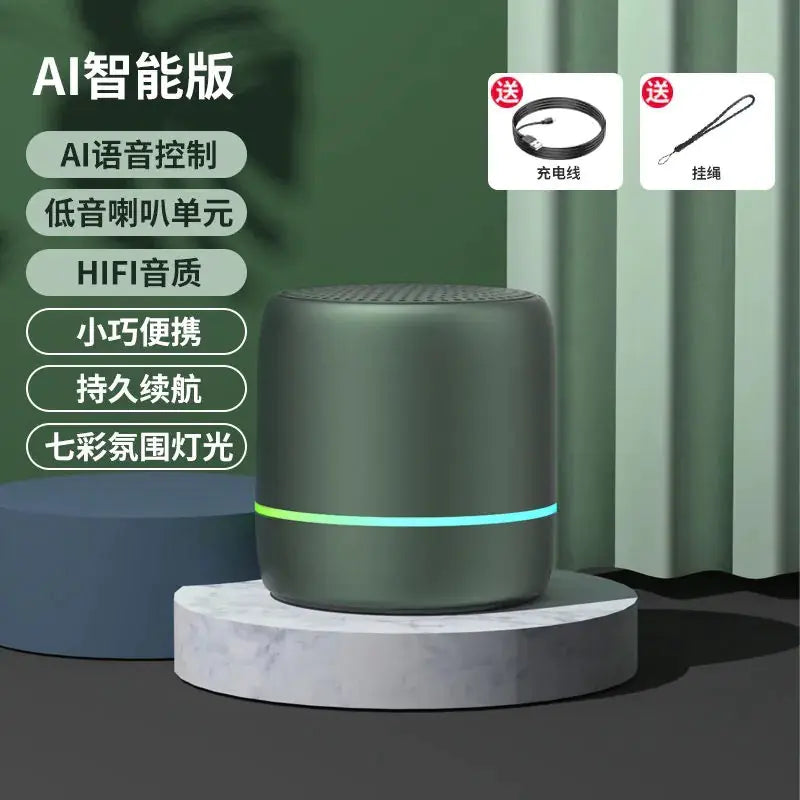 Portable Bluetooth Speaker with AI Voice and Lights