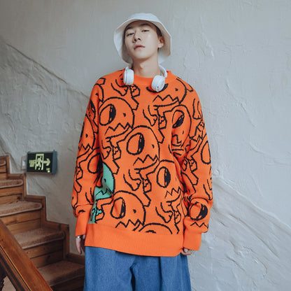 Men's Cartoon Pattern Collision Jumper