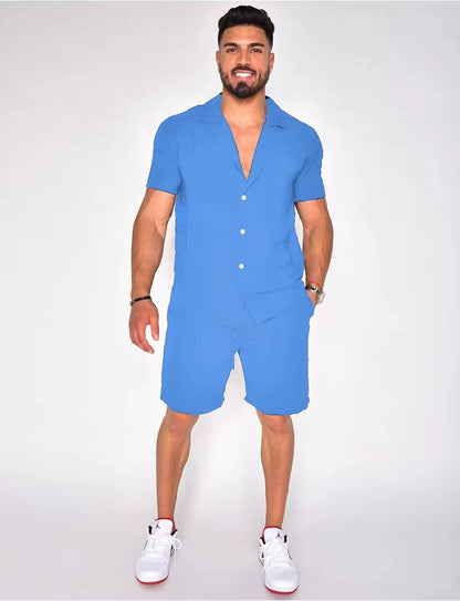 Men's Cotton Linen Summer Set - Hawaiian Style