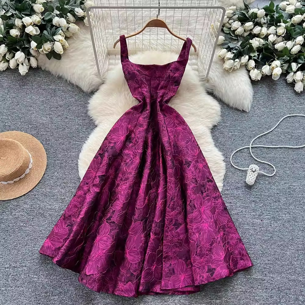 Jacquard High-Waist Slip Dress