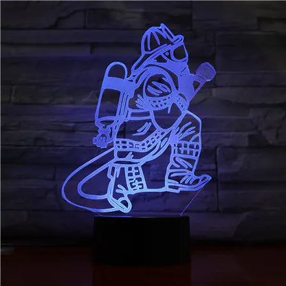 Firefighter 3D Night Light and Desk Lamp