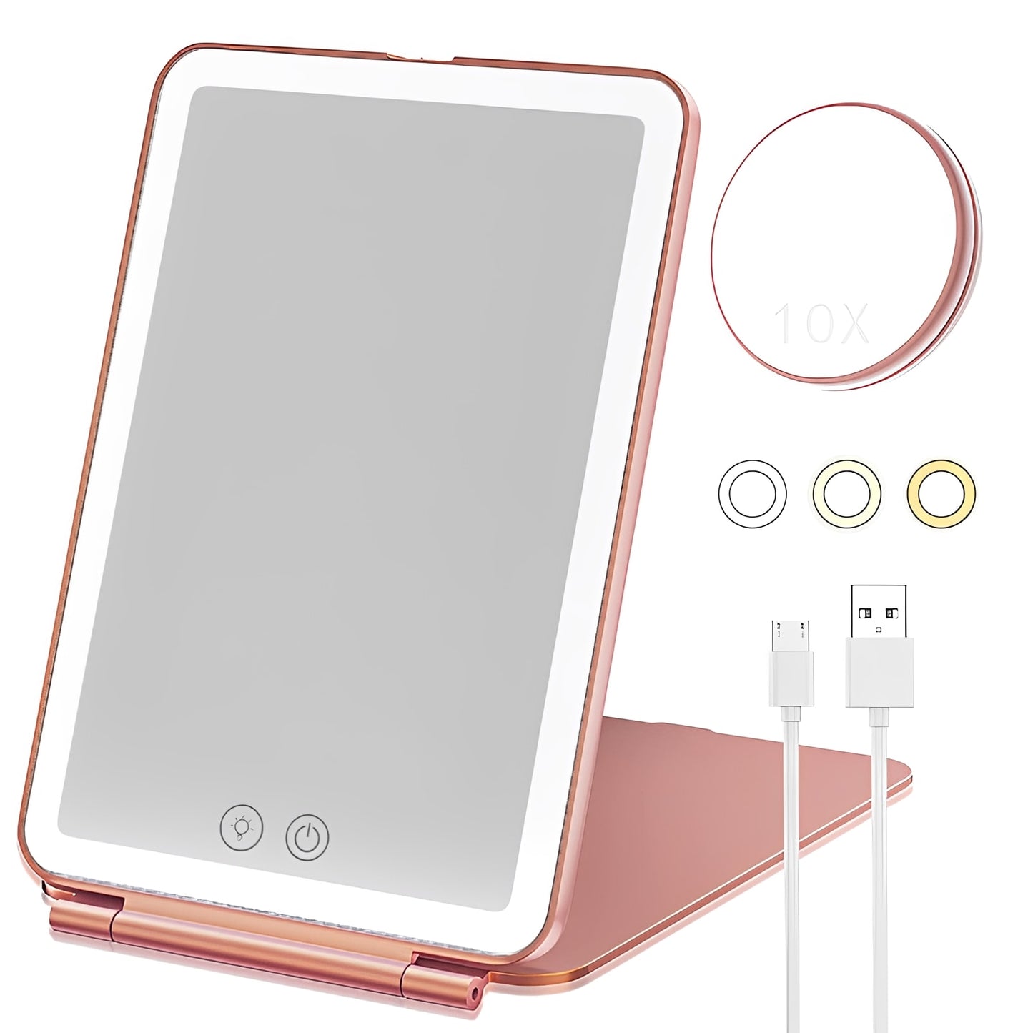 Portable Rechargeable LED Square Mirror for Cosmetics
