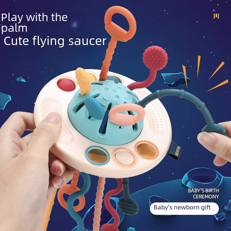Soft Rubber UFO Pull Toy for Infant Sensory Learning