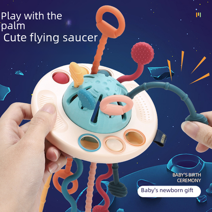 Soft Rubber UFO Pull Toy for Infant Sensory Learning