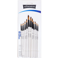 12pcs Nylon Hair Wooden Handle Paint Brush Set