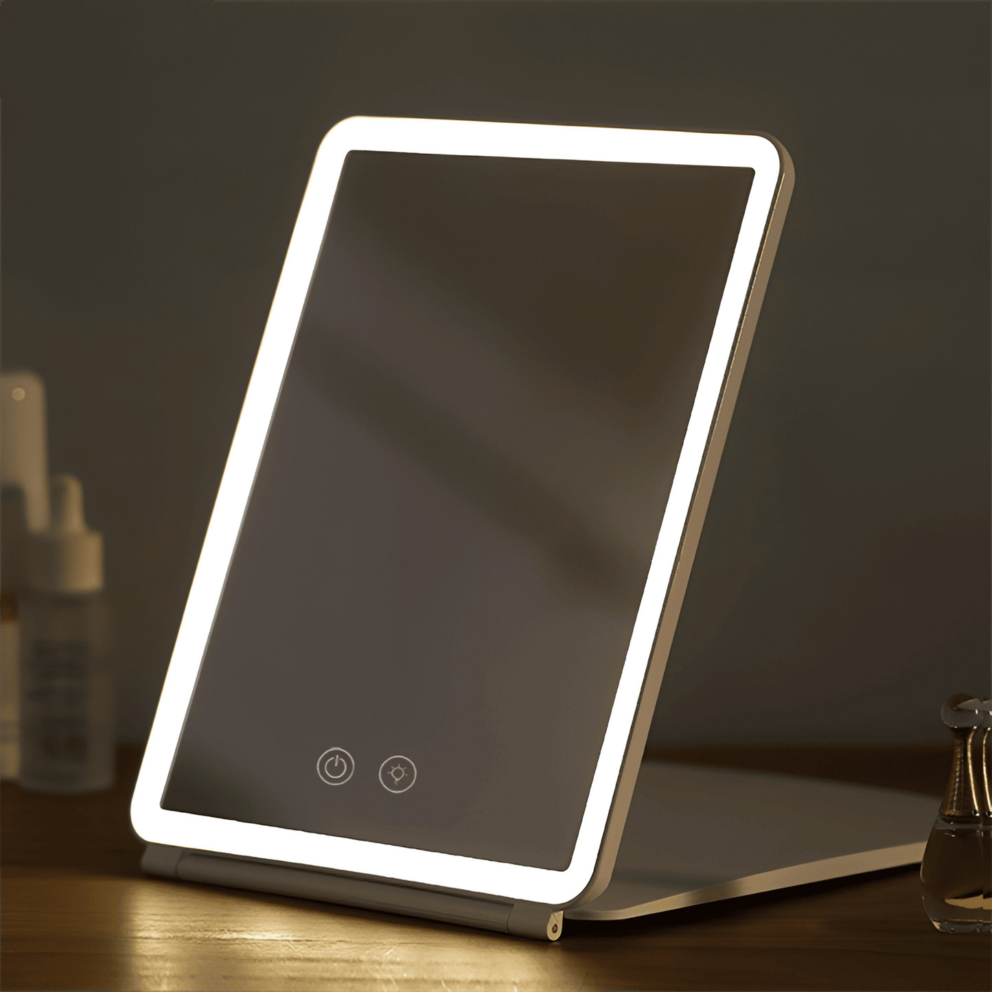 Portable Rechargeable LED Square Mirror for Cosmetics