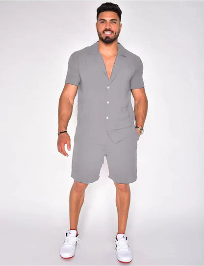 Men's Cotton Linen Summer Set - Hawaiian Style