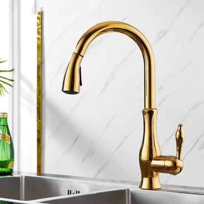 Copper Pull-Down Antique Kitchen Sink Faucet