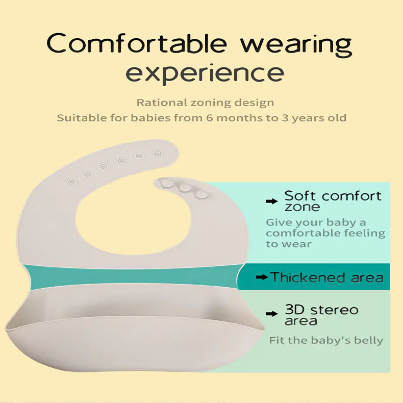 Silicone Bib for Babies - Waterproof and Easy Clean