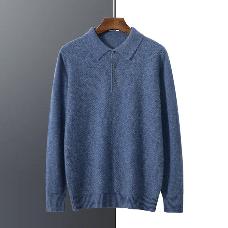 Men's Cashmere Knitted Polo Collar Shirt