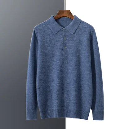 Men's Cashmere Knitted Polo Collar Shirt