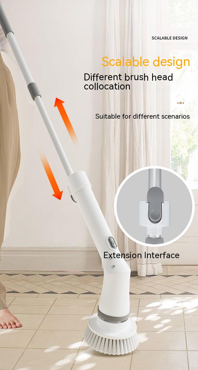 Electric Telescopic Scrubber with Long Handle Brush