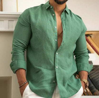 Men's Linen Button-Up Beach Shirt
