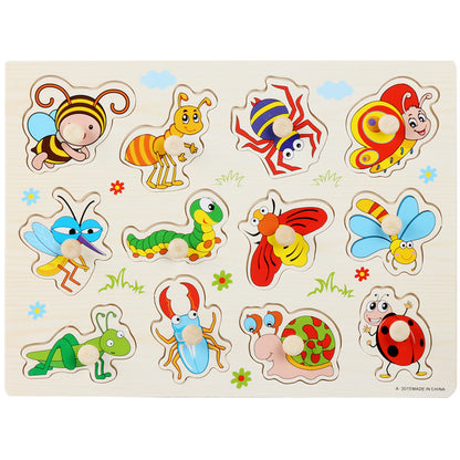 Montessori Wooden Puzzle Set for Kids with Letters & Shapes