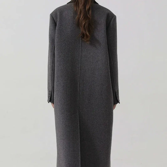 Women's Loose Long Gun Lapel Coat