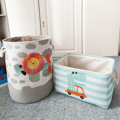Cartoon Kids Fabric Toy Storage Basket Organizer Set