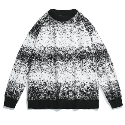 Gradient Noise Pattern Relaxed Crew Neck Sweater