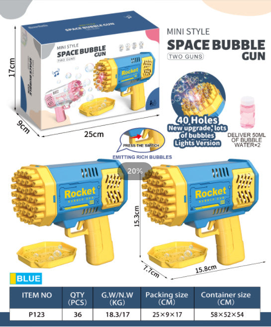 40-Hole Automatic Light-Up Bubble Machine for Outdoors