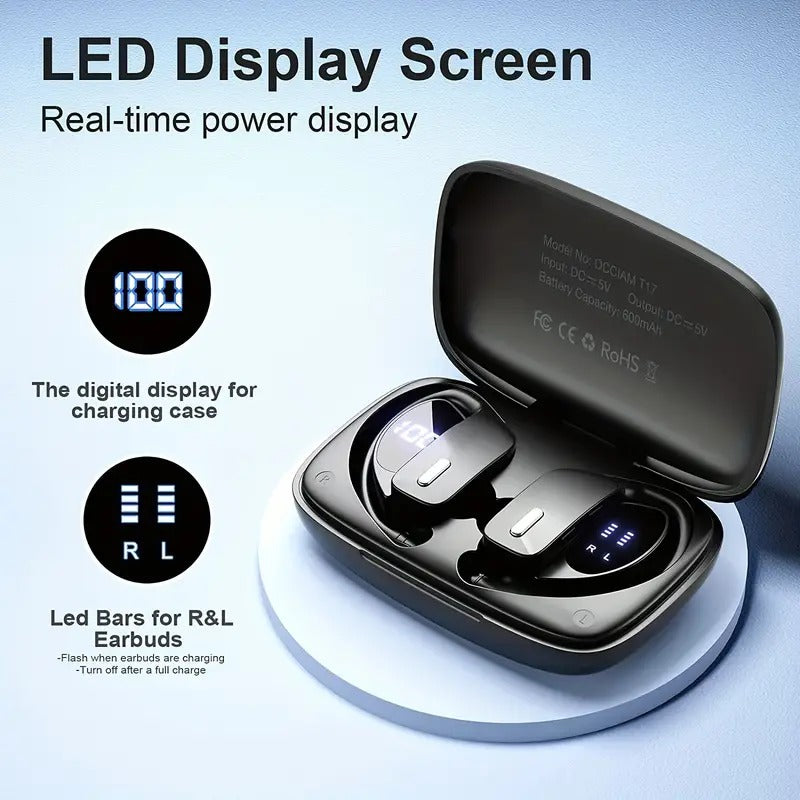 Wireless Sports Earbuds with Earhooks and Microphone