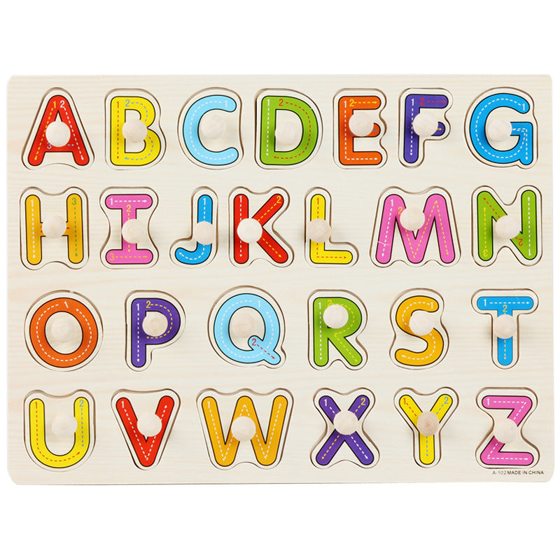Montessori Wooden Puzzle Set for Kids with Letters & Shapes