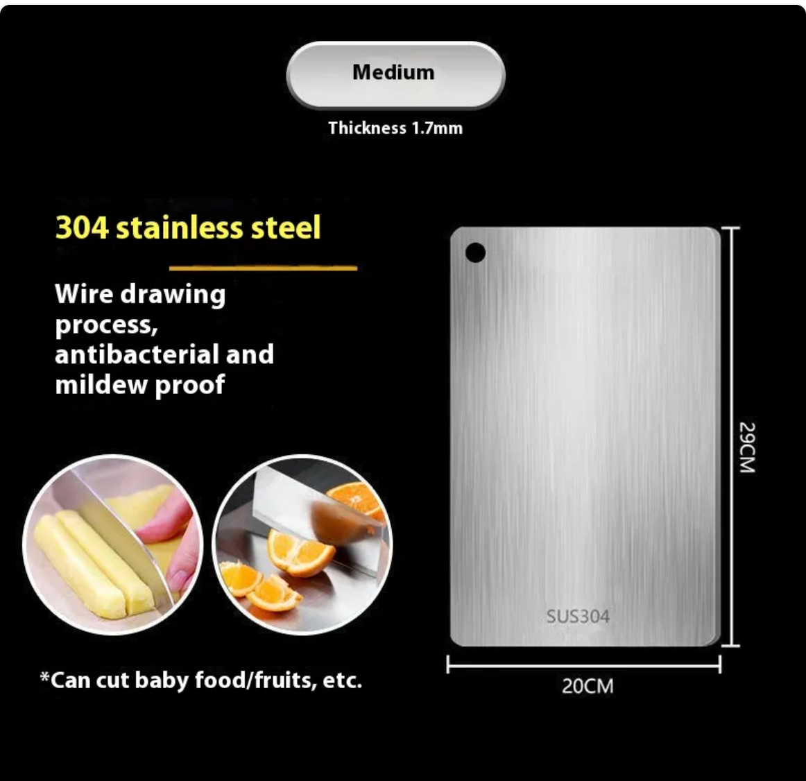 Double-Sided 304 Stainless Steel Cutting Board