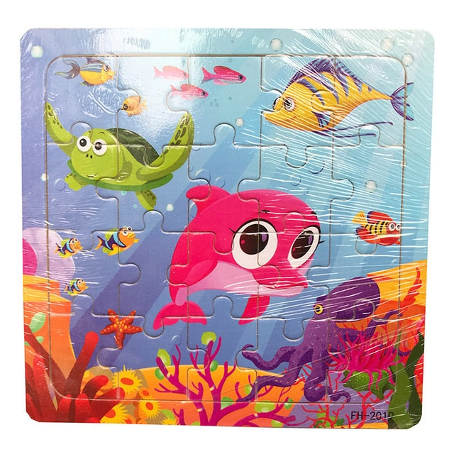 20-Piece Montessori 3D Cartoon Animal Car Puzzle