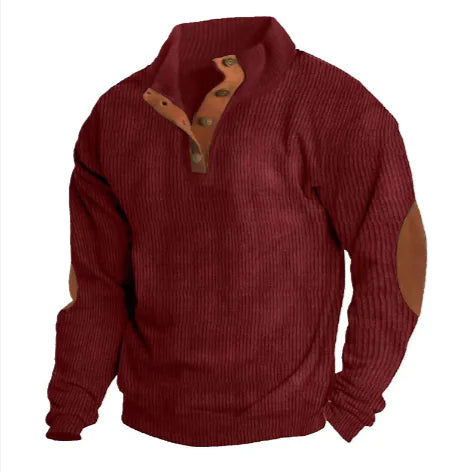 Men’s Stand-Collar Striped Pullover Sweatshirt