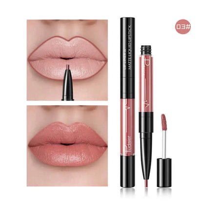 Pudaier 2-in-1 Matte Lip Gloss & Lip Liner - Agate Red