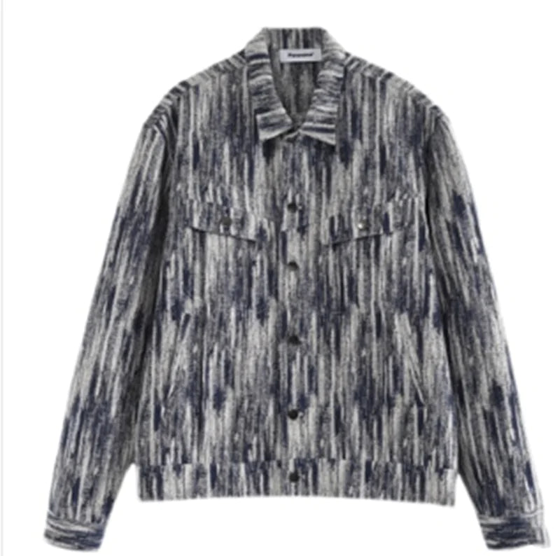 Trendy Loose Wash Denim Jacket with Snowflake Design