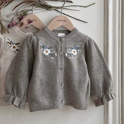 Fashionable Flower Sweater Coat for Kids and Babies