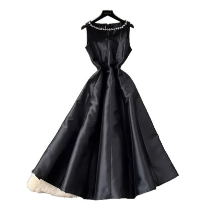 Sleeveless Diamond Embellished A-Line Dress