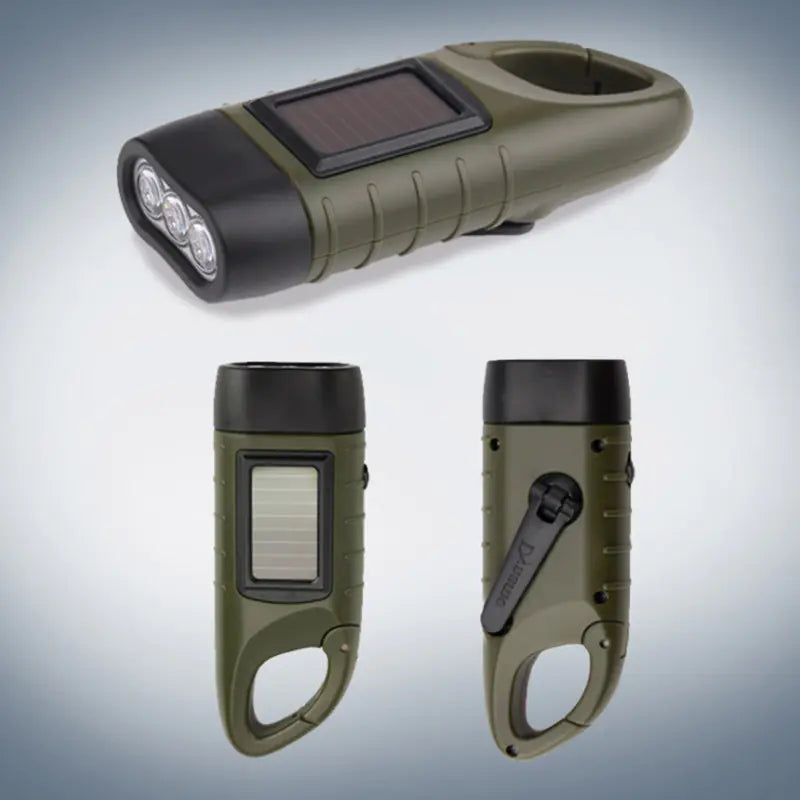 Solar and Hand-Crank Flashlight for Camping and Emergencies
