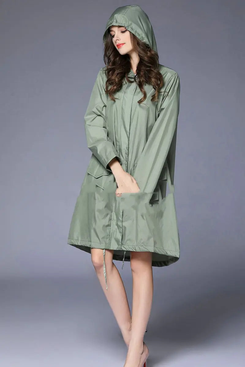 Waterproof Breathable One-Piece Hiking Raincoat