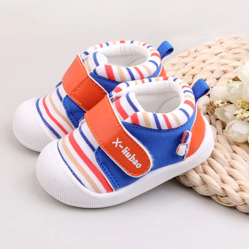 Striped Non-Slip Velcro Toddler Baby Shoes